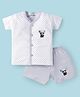 Little Darlings Interlock Knit Half Sleeves Shorts Night Suit with Polka Dots - Grey & White