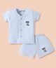 Little Darlings Interlock Knit Half Sleeves Shorts Night Suit with Tiger Print - Light Blue