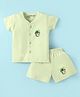 Little Darlings Interlock Knit Half Sleeves Shorts Night Suit with Penguin Print - Sea Green