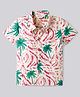 Bonfino Rayon Woven Half Sleeves Shirt with Palm Tree Print - Beige & Pink