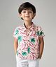 Bonfino Rayon Woven Half Sleeves Shirt with Palm Tree Print - Beige & Pink