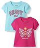 Honeyhap Cotton Knit Half Sleeves Tops With Sassy Text Print Pack of 2 - Dark Pink & Light Blue