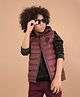 CRIMSOUNE CLUB Sleeveless Solid Hooded Quilted Jacket - Wine
