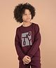 CRIMSOUNE CLUB Cotton Full Sleeves Tokyo Text Printed Sweatshirt - Wine