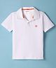 Kookie Kids Cotton Knit Half Sleeves Polo T-Shirt With Brand Logo Print - White