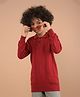 CRIMSOUNE CLUB 100% Cotton Full Sleeves Solid Cable Knit Designed Sweater - Red