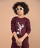 CRIMSOUNE CLUB 100% Cotton Full Sleeves Vintage Stereo Box & Dancer Printed Tee - Wine