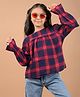 CRIMSOUNE CLUB Cotton Full Bell Sleeves Checked Top - Red