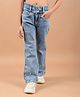 CRIMSOUNE CLUB Stone Embellished Bootcut High Waist Jeans - Blue