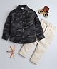 BAATCHEET Full Sleeves Camouflage Printed Shirt & Pant Set - Dark Grey