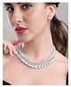 Mansiyaorange Rhodium Plated White Color Crystal AD Gemstone-Studded Jewelry Set