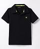 Kookie Kids Cotton Knit Half Sleeves Solid Color Polo T-Shirt - Black