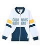 Earth Conscious Fleece Full Sleeves Colour Blocked & Columbus Text Printed Zipper Jacket - White