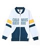 Earth Conscious Fleece Full Sleeves Colour Blocked & Columbus Text Printed Zipper Jacket - White