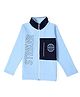 Earth Conscious Fleece Full Sleeves Colour Blocked & Striker Text Printed Zipper Jacket - Sky Blue