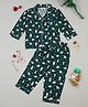 Little Ginnie Woolen Full Sleeves Polar Bear Tree Printed Winter Nightwear - Green