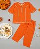 Little Ginnie Cotton Half Sleeves Gota Lace Embellished Kurta & Pant Set - Orange