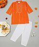 Little Ginnie Full Sleeves Gota Lace Embellished Kurta & Pyjama Set - Orange