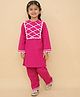 Little Ginnie Cotton Full Sleeves Lace Embellished Kurta & Pant Set - Pink