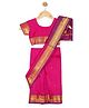 Little Ginnie Kanjivaram Zari Border Detailed Saree With Half Sleeves Blouse - Pink