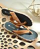Fresh1947Feet Textured Super Comfortable Flip Flops - Tan & Teal Blue