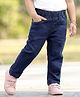 Babyhug Denim Full length washed Jeggings with Stretch - Dark Blue