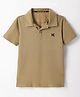 Kookie Kids Cotton Knit Half Sleeves Solid Color Polo T-Shirt - Tan