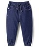 Babyhug Full Length Washed Denim Jeans With Stretch - Navy Blue