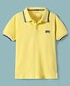 Kookie Kids Half Sleeves Pique Polo T-Shirt with Contrast Tipping & Embroidery - Yellow