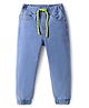 Babyhug Full Length Washed Denim Jeans With Stretch - Light Blue