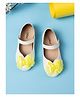 Toothless Bow & Butterfly Applique Detailed Ballerinas With Velcro Closure - White