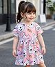 Babyhug Disney Cotton Knit Half Sleeves Winnie The Pooh Printed Frock - Pink