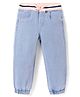 Babyhug Denim Full length washed Jogger with stretch - Light Blue