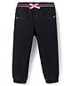 Babyhug Denim Full length washed Jogger with stretch - Black