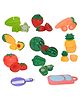 Crackles Colourful Realistic Pretend Play Kitchen Toys Sliceable Fruits and Vegetables Play Set Toys - & Colourful Vegetables with Knife, Chopping Board and Plate -11 Pcs Multi Color