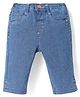 Babyhug Cotton Denim Washed Capri With Stretch -  Blue