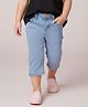 Babyhug Cotton Denim Washed Capri With Stretch -  Light Blue