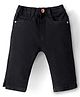 Babyhug Cotton Denim Washed Capri With Stretch -  Black