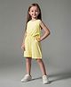 Primo Gino Cotton Knit Sleeveless Gathered Waistline Solid Jumpsuit - Yellow