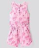 Primo Gino Cotton Knit Sleeveless Jumpsuit with Beach Theme Print - Pink