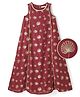 Earthy Touch Woven Sleeveless Ghadwal Foil Printed Ethnic Dress - Maroon
