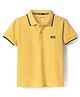 Kookie Kids Half Sleeves Pique Polo T-Shirt with Contrast Tipping & Embroidery - Lemon