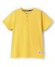 Kookie Kids Cotton Knit Half Sleeves Solid Color Henley Neck T-Shirt - Yellow