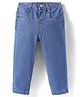 Babyhug Full Length Solid Washed Denim Jeans With Stretch - Blue