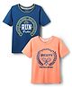 Honeyhap Premium  100% Cotton Knit Bio Finish Half Sleeves  T-Shirt With Society Atheletics Text Embroidery Pack Of 2 - Salmon Buff & Limoges