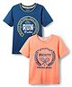 Honeyhap Premium  100% Cotton Knit Bio Finish Half Sleeves  T-Shirt With Society Atheletics Text Embroidery Pack Of 2 - Salmon Buff & Limoges