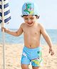 Babyhug Swimming Trunk with Cap Dino Print - Light Blue
