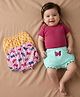 Babyoye Cotton Elastane Knit Bloomers With Floral & Butterfly Print Pack Of 3 - Pink Yellow & Light Blue