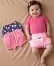 Babyoye Cotton Elastane Knit Bloomers With Bunny Print Pack Of 3 - Pink