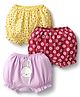 Babyoye Cotton Elastane Knit Floral & Bunny Printed Bloomers Pack of 3 - Lilac Maroon & Yellow